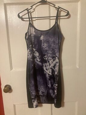 Elan Black Slip Dress with Monochrome Photo Print